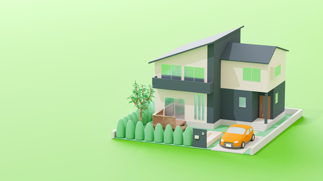 3Dイラストレーションで構成された住宅のイメ